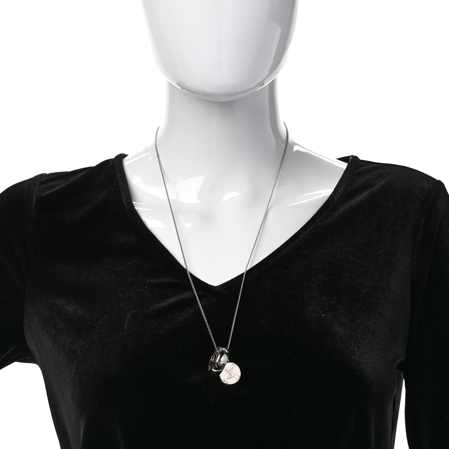 Zamac Palladium Monogram Charms Necklace Silver