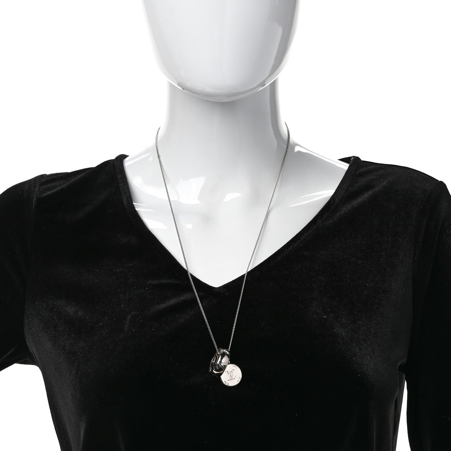 Louis Vuitton Zamac Palladium Monogram Charms Necklace Silver 2 of 6