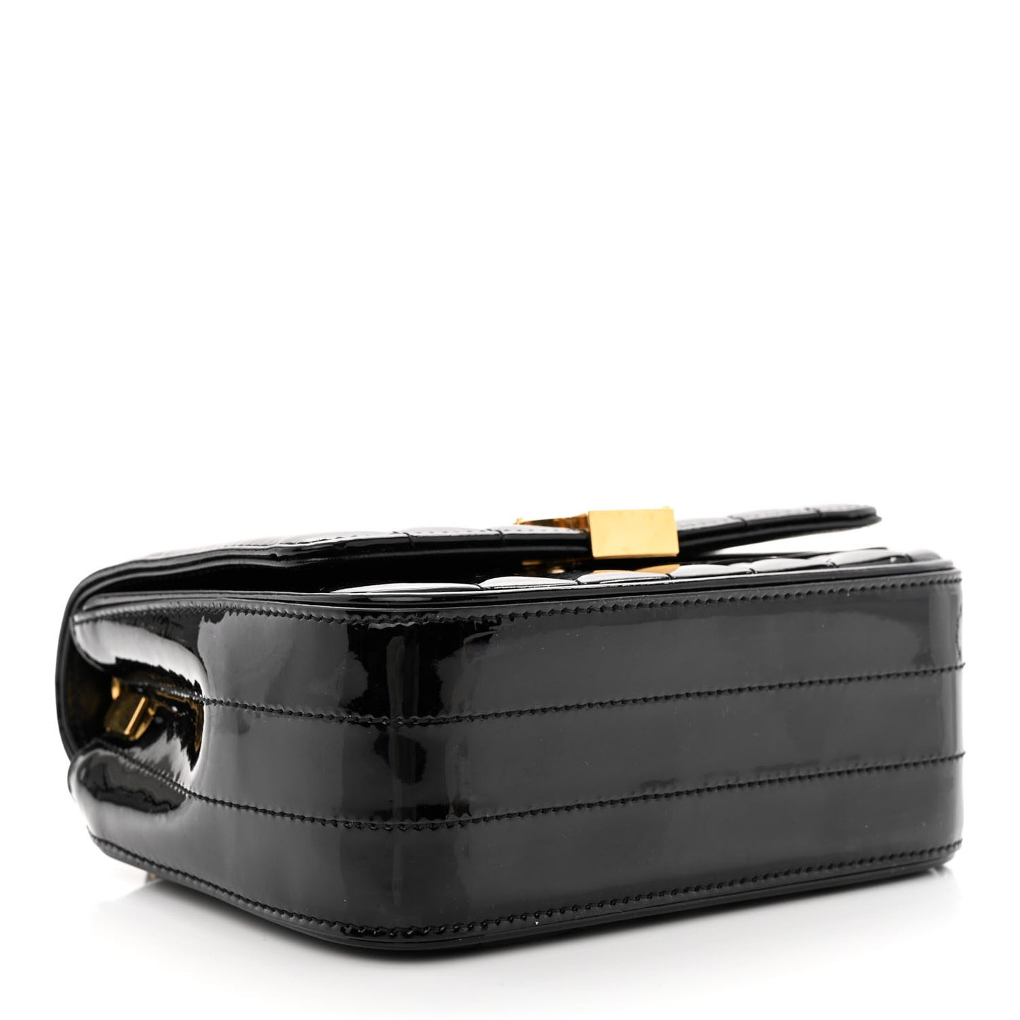 Patent Calfskin Matelasse Monogram Small Vicky Chain Bag Black