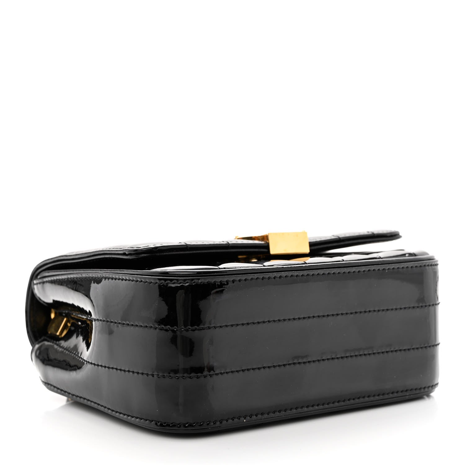 Saint Laurent Patent Calfskin Matelasse Monogram Small Vicky Chain Bag Black 4 of 10