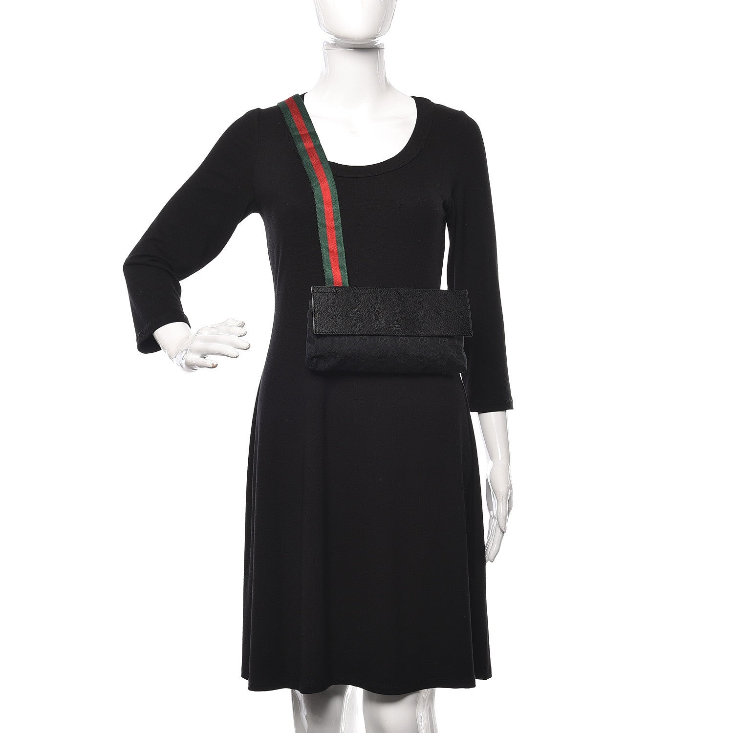 Gucci Monogram Web Belt Pouch Bag Black 2 of 10