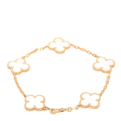 Van Cleef & Arpels 18K Yellow Gold Mother of Pearl 5 Motifs Vintage Alhambra Bracelet 2 of 6