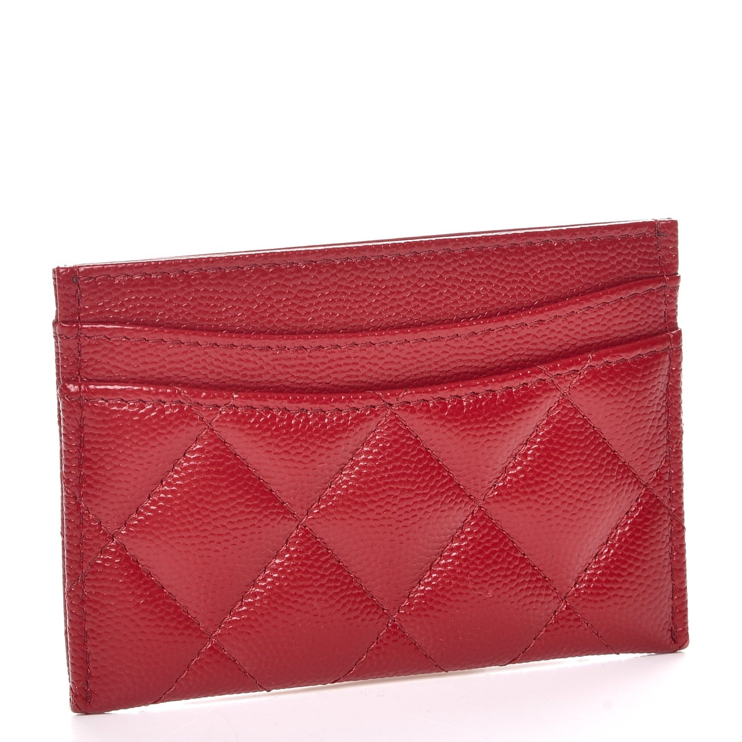 Caviar Quilted Card Holder Dark Red