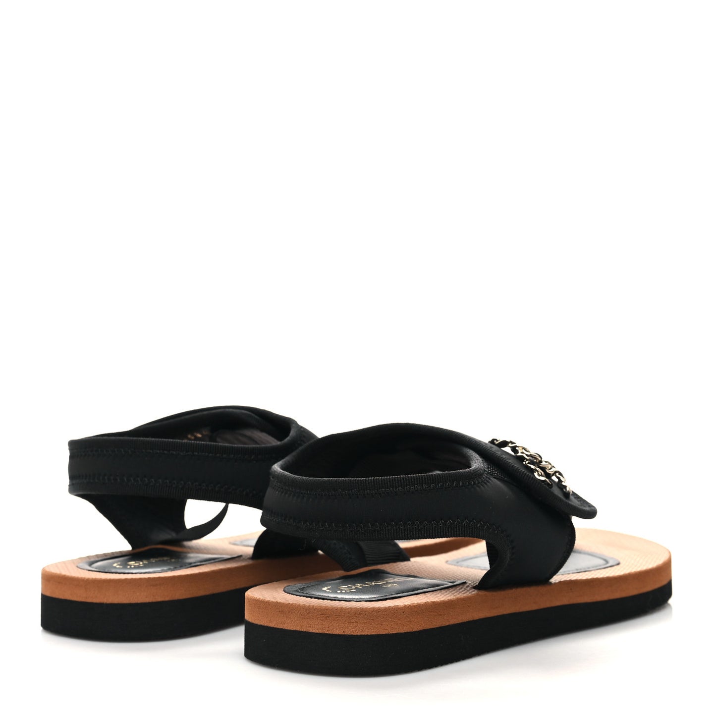 Fabric Lambskin CC Sandals 39 Black