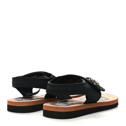 Chanel Fabric Lambskin CC Sandals 39 Black 4 of 8