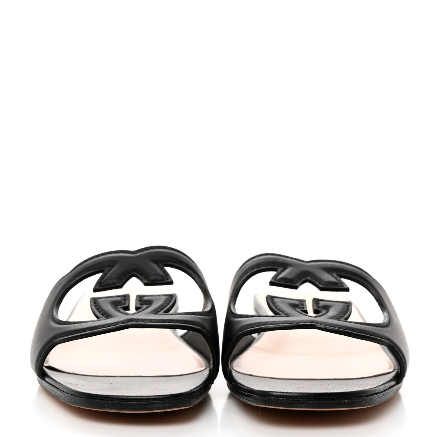 Cosmos Softy Calfskin Interlocking G Cut Out Slide Sandals 39.5 Black