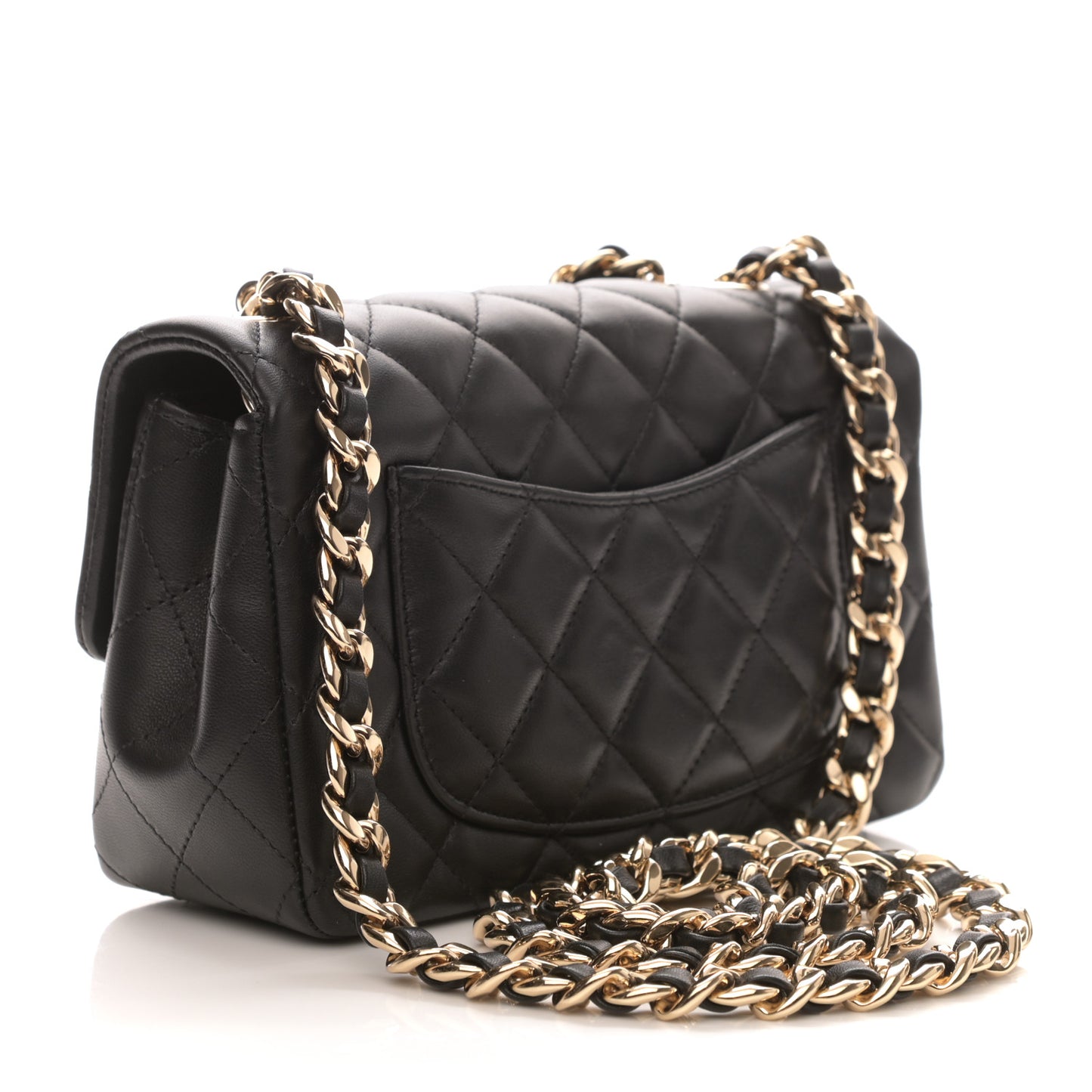 Lambskin Quilted Mini Coco Charms Rectangular Flap Black