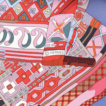 Hermes Silk Voyage En Etoffes Scarf 90 Parme Corail Rose 3 of 4