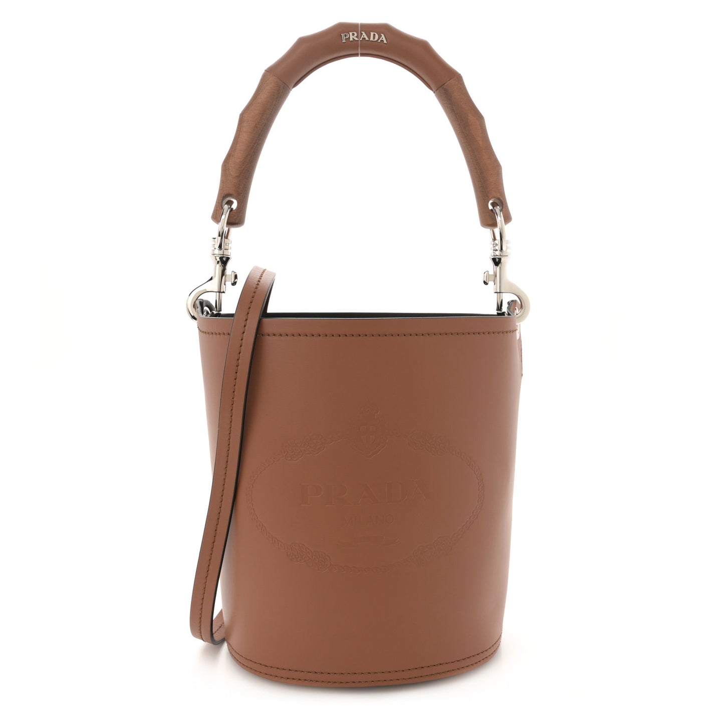 City Calfskin Tambour Bucket Bag Cognac Black