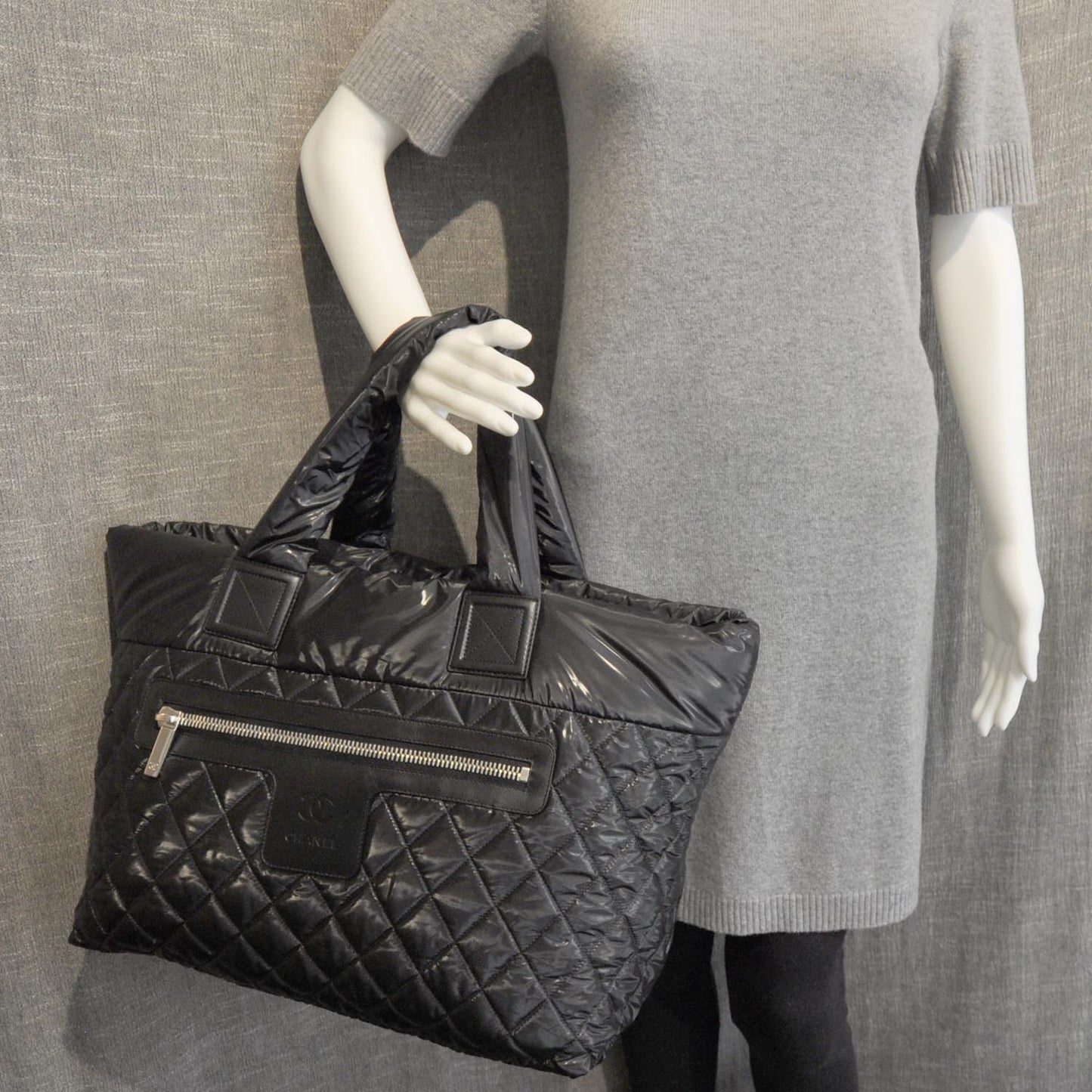 Nylon Coco Cocoon Large Tote Black
