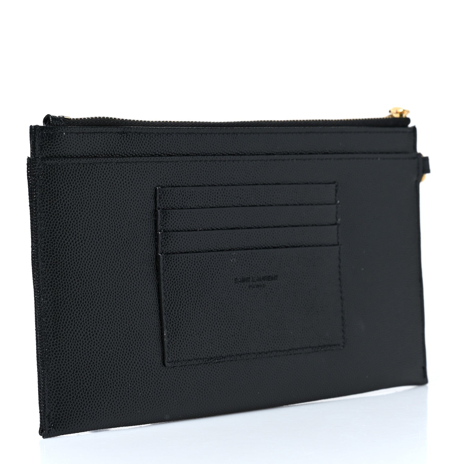 Saint Laurent Grain De Poudre Chevron Monogram Large Bill Pouch Black 3 of 9