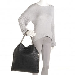 Stella McCartney Embossed Croc Faux Leather Large Falabella Black 2 of 13