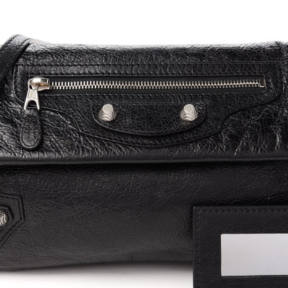 Balenciaga Agneau Giant 12 Silver Hardware Envelope Strap Clutch Black 10 of 10