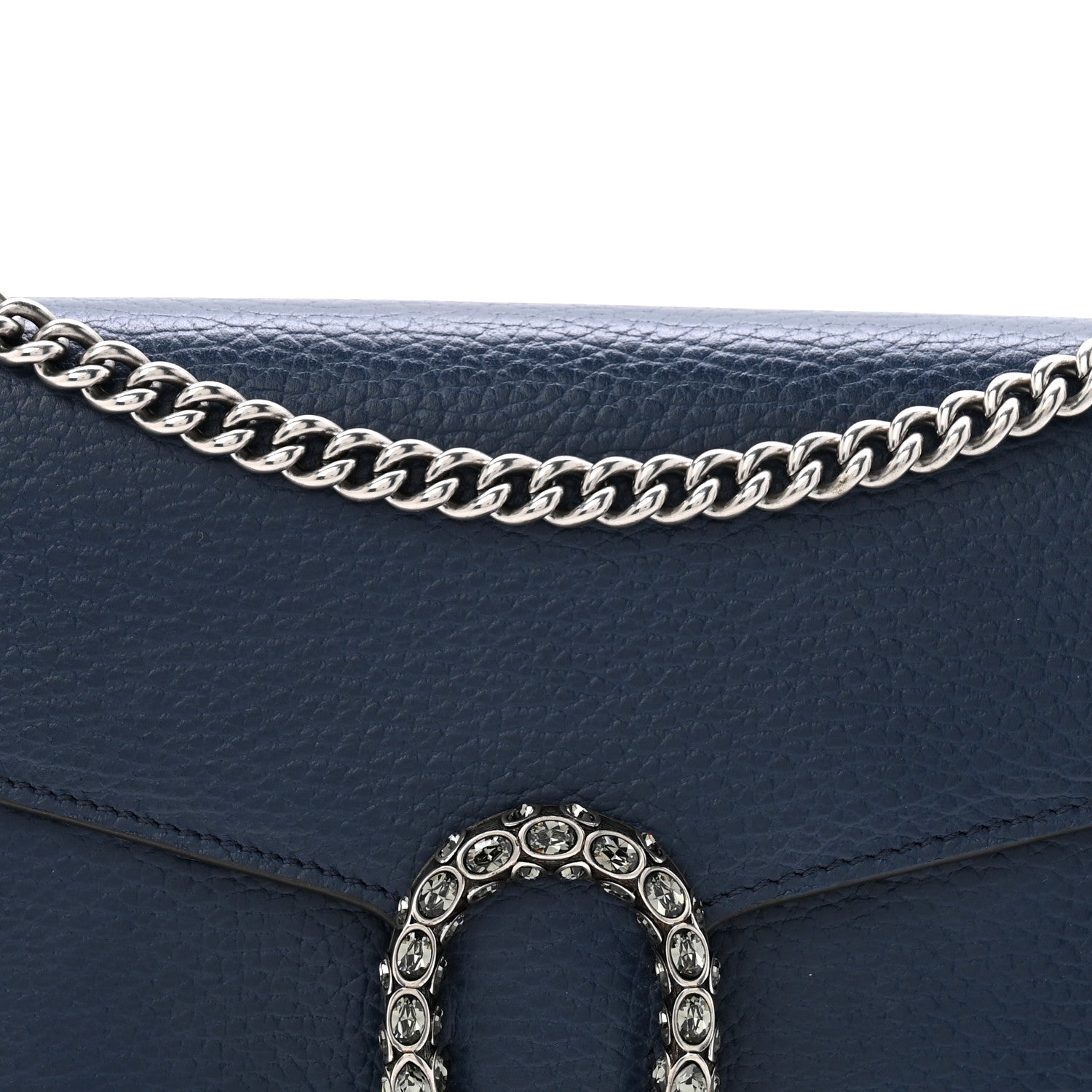 Gucci Dollar Calfskin Crystal Mini Dionysus Chain Wallet Blue Agata Black Diamond 8 of 10