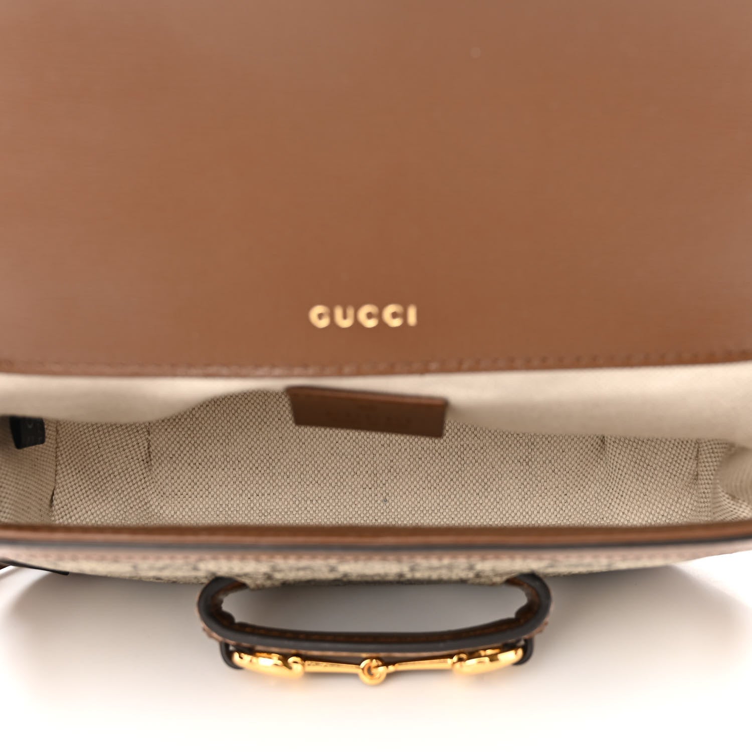 Gucci GG Supreme Monogram Web Mini Horsebit 1955 Shoulder Bag Beige Brown Sugar 5 of 10