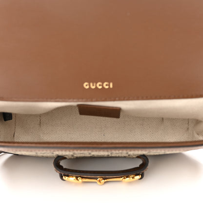 Gucci GG Supreme Monogram Web Mini Horsebit 1955 Shoulder Bag Beige Brown Sugar 5 of 10