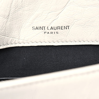 Saint Laurent Crinkled Calfskin Matelasse Monogram Baby Niki Chain Satchel White 6 of 11