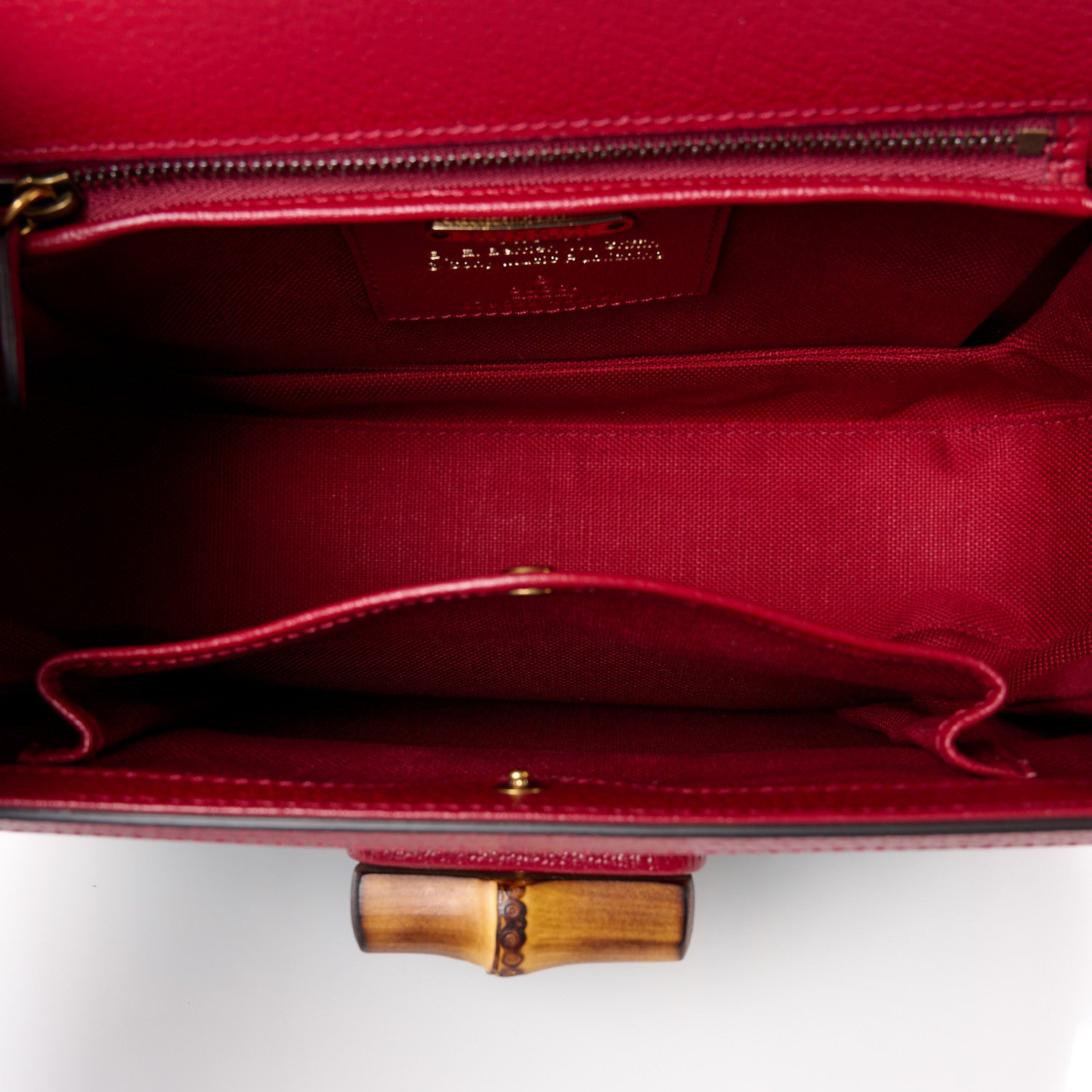 Gucci Canvas Calfskin 100 Centennial Music Medium Bamboo 1947 Top Handle Bag Ivory Red 15 of 15