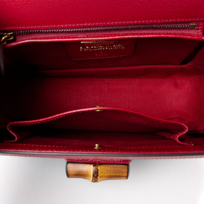 Gucci Canvas Calfskin 100 Centennial Music Medium Bamboo 1947 Top Handle Bag Ivory Red 15 of 15