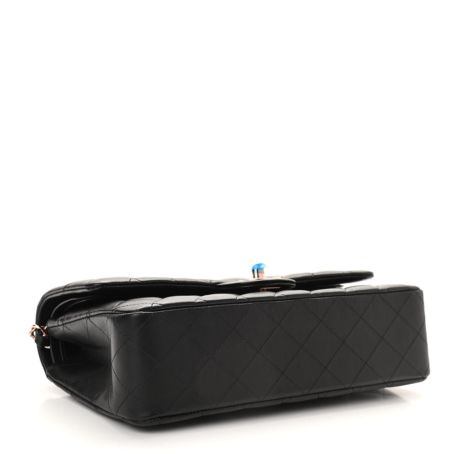 Lambskin Quilted Medium Double Flap Black