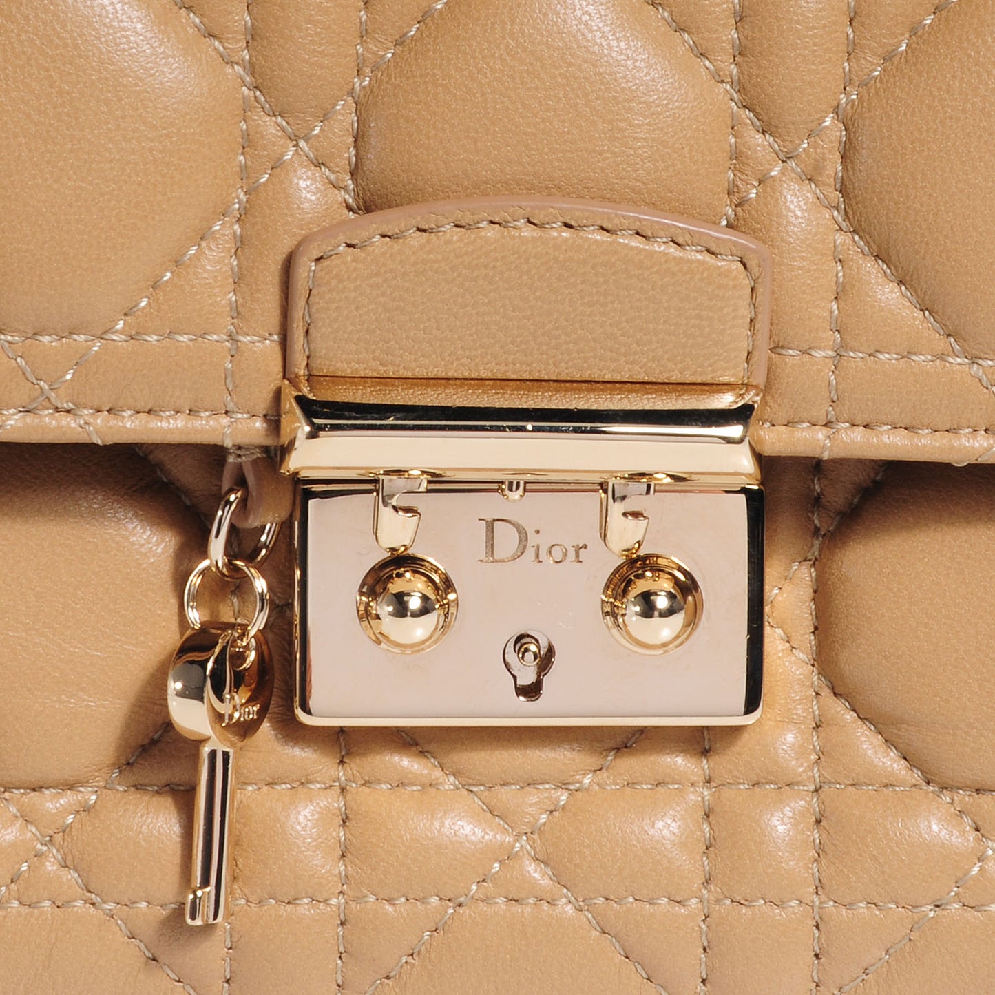 Leather Miss Dior Promenade Clutch Beige