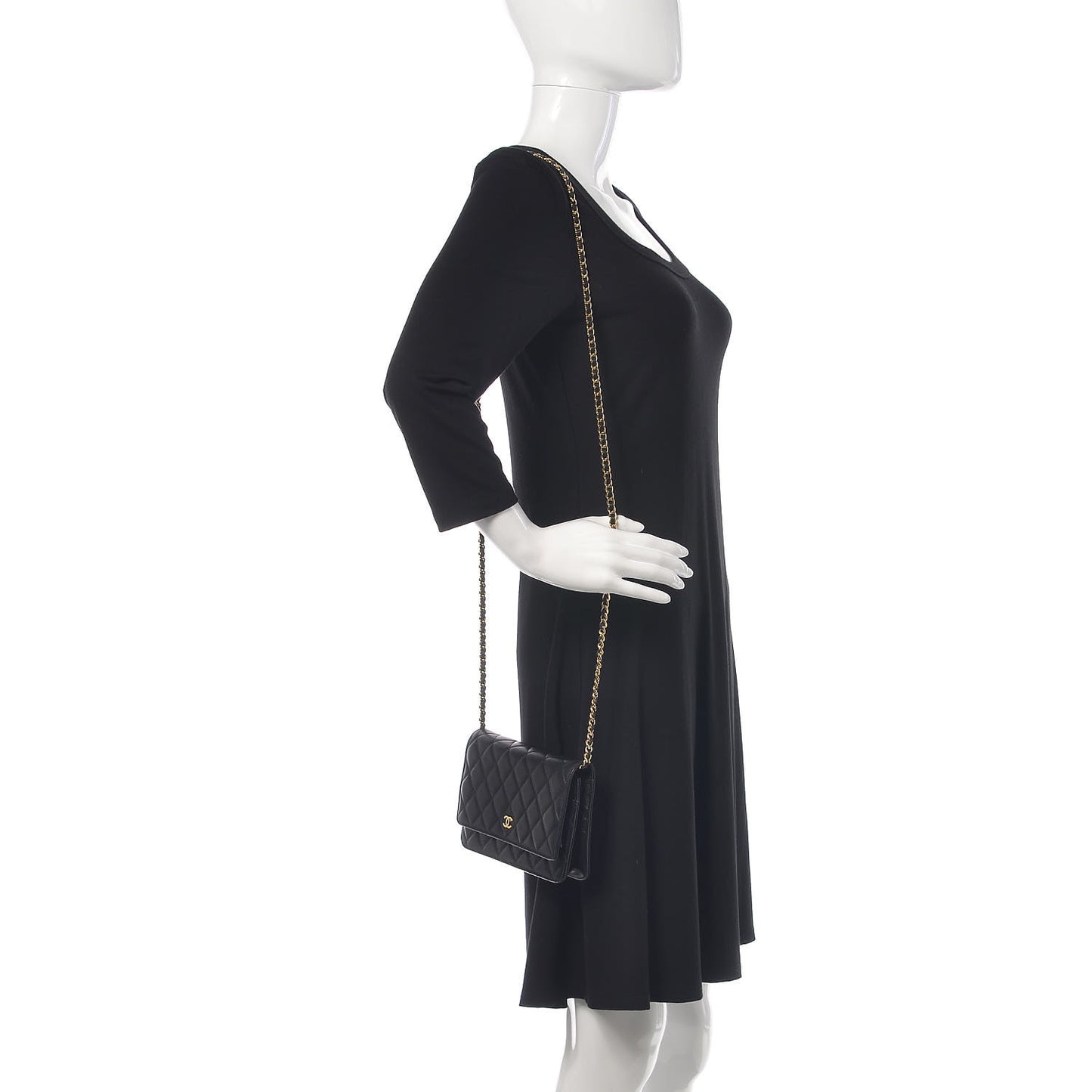 Lambskin Quilted Wallet On Chain WOC Black