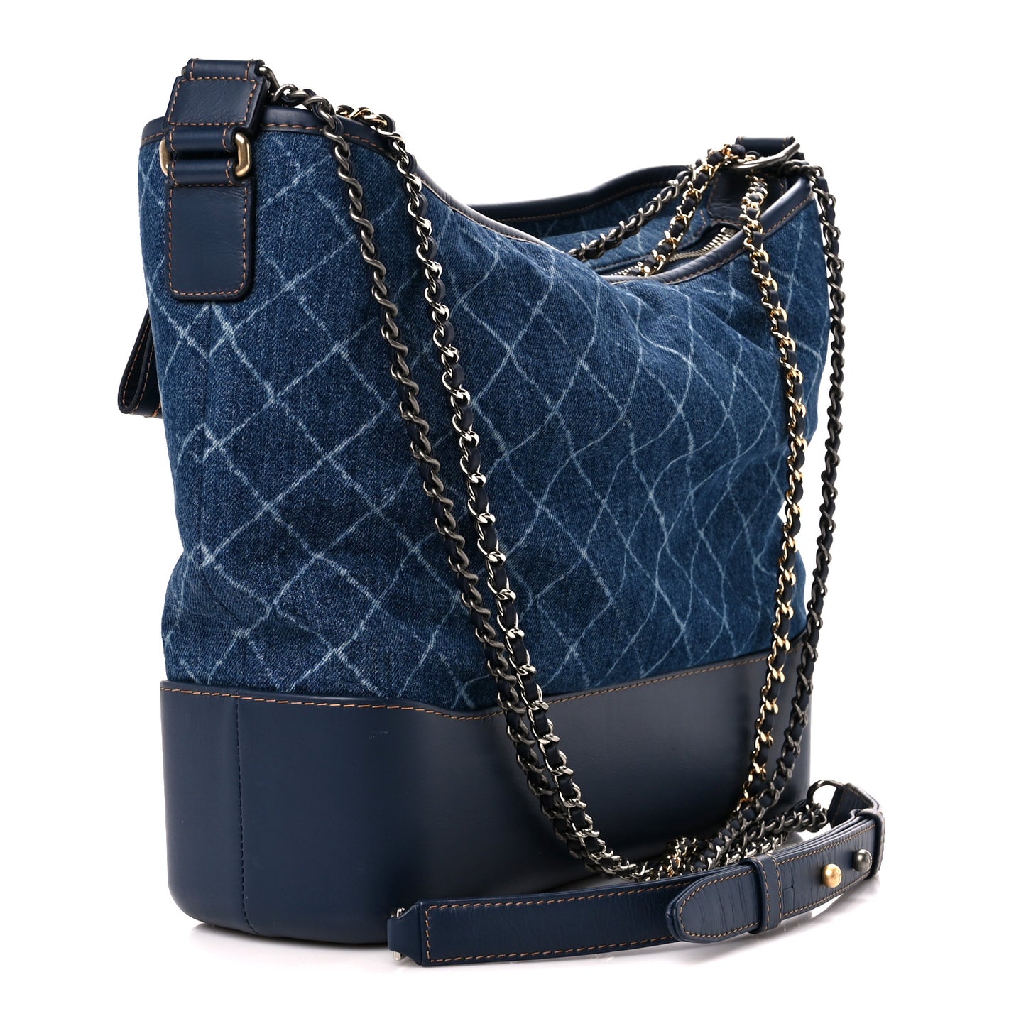 Denim Calfskin Large Gabrielle Hobo Blue