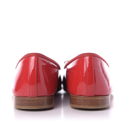 Chanel Patent Calfskin CC Cap Toe Ballerina Flats 36.5 Red 6 of 11