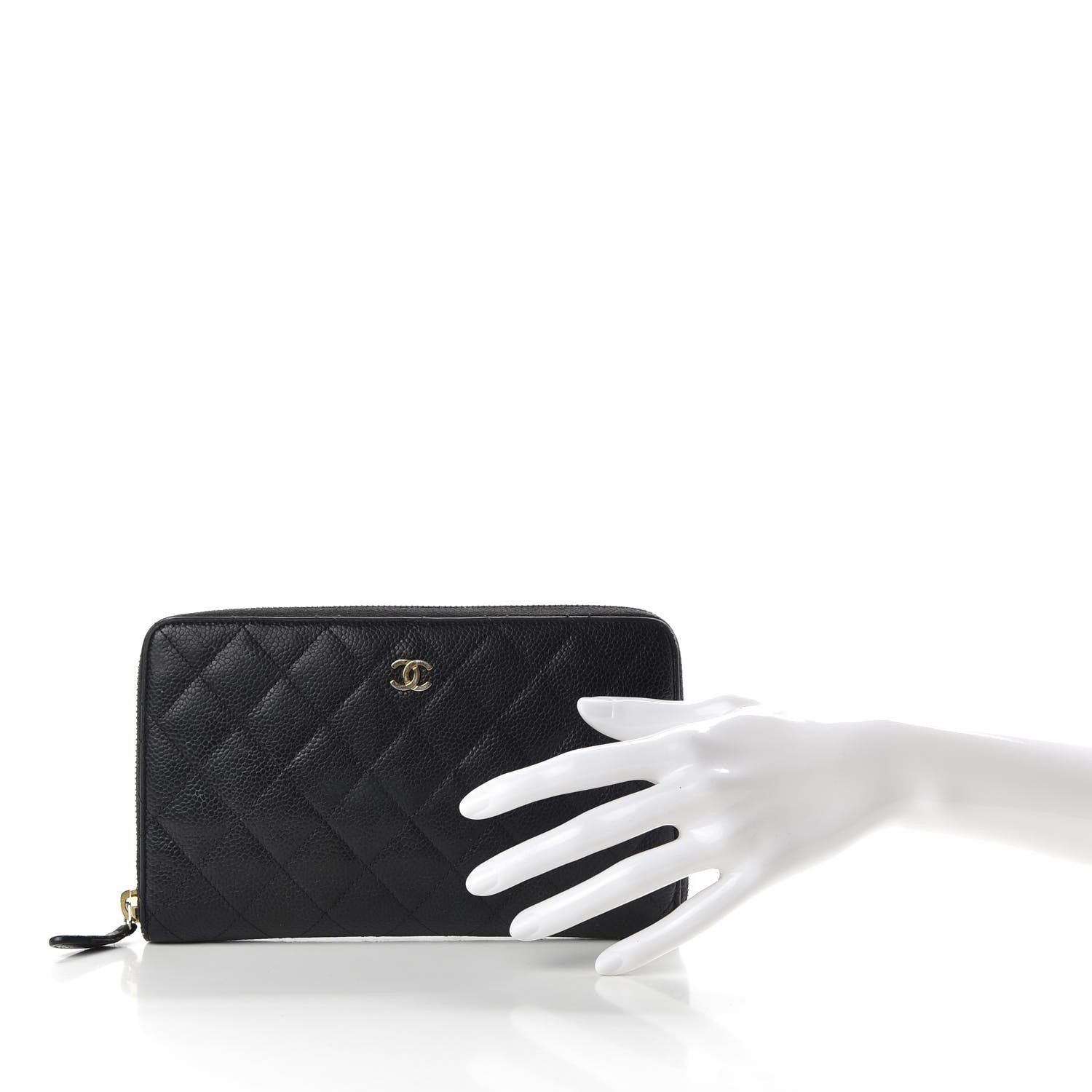 Chanel Caviar Quilted Large Zip Around Organizer Wallet Black 2 of 12