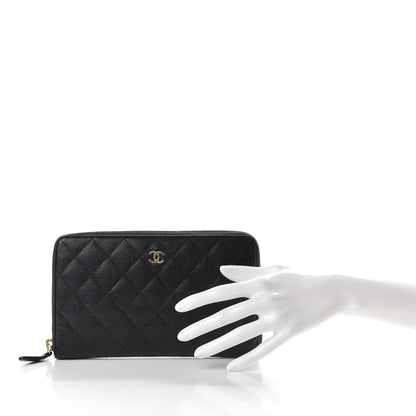 Chanel Caviar Quilted Large Zip Around Organizer Wallet Black 2 of 12