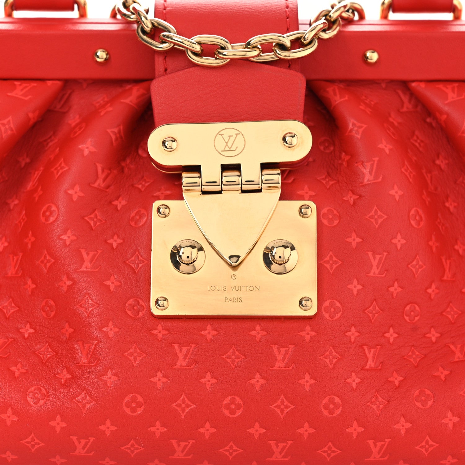 Louis Vuitton Calfskin Nanogram Embossed Clutch Red 8 of 11