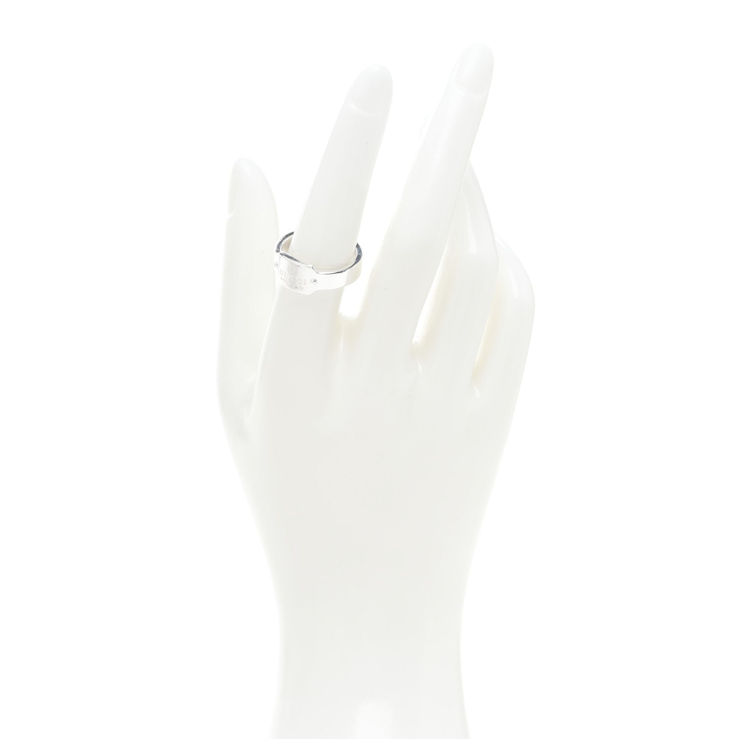Gucci Sterling Silver Signature Band Ring 55 7.25 2 of 4