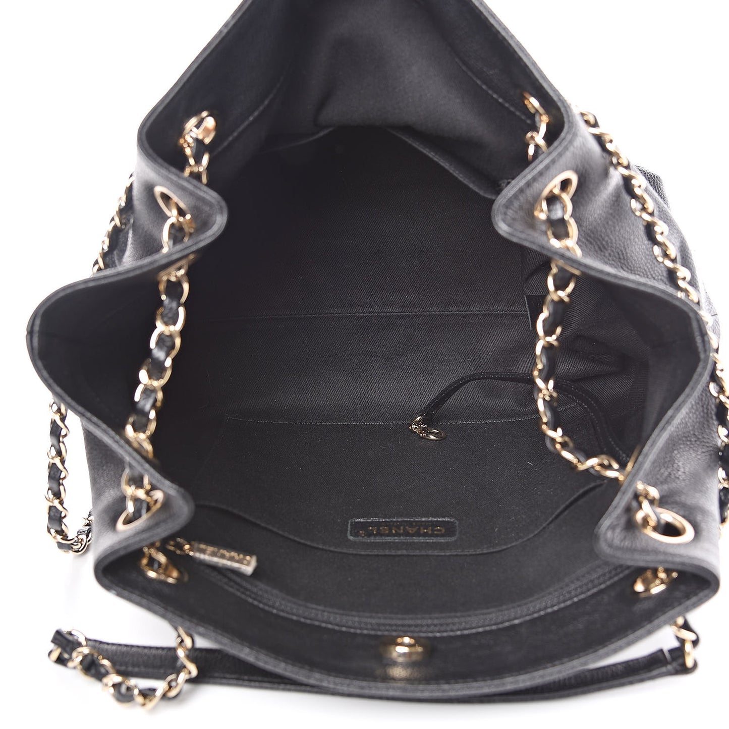Crumpled Grained Calfskin Zip and Carry Shopping Tote Black