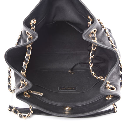 Chanel Crumpled Grained Calfskin Zip and Carry Shopping Tote Black 5 of 10