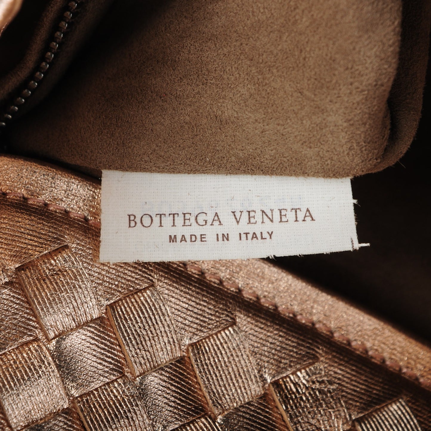 Metallic Grosgrain Intrecciato Medium A Shape Seamless Tote Rose Gold