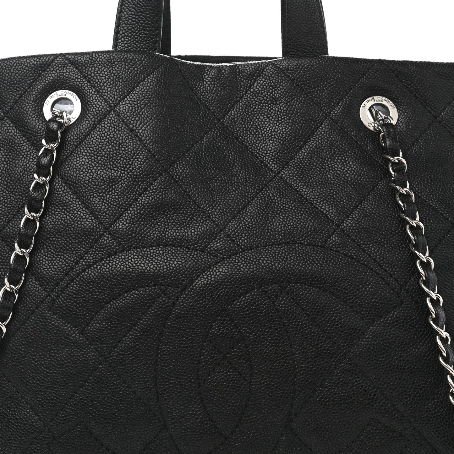 Caviar Quilted Large CC Tote Black