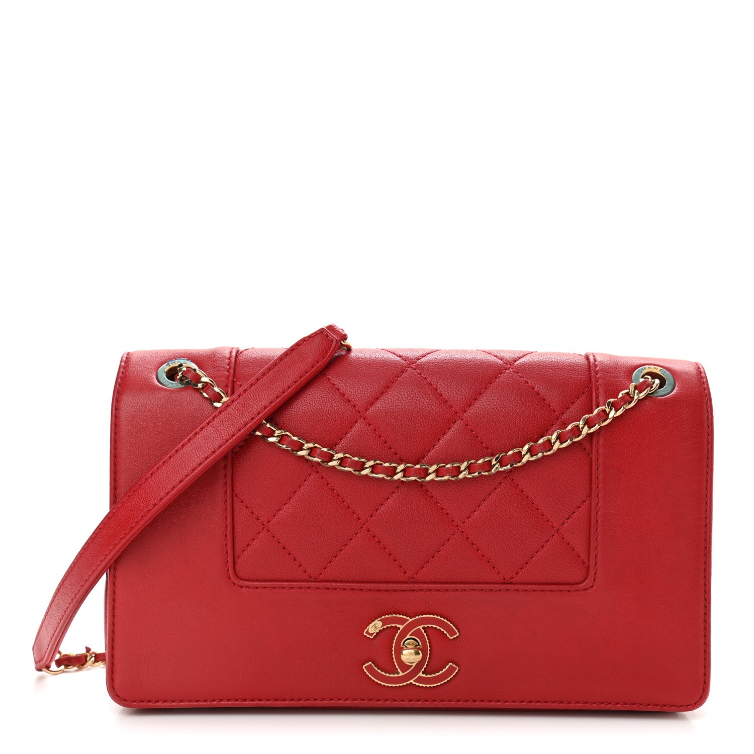 Chanel Sheepskin Quilted Medium Vintage Mademoiselle Flap Red 1 of 10