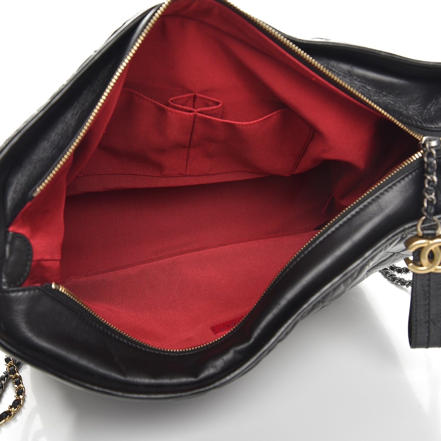 Aged Calfskin Quilted Large Gabrielle Hobo Black