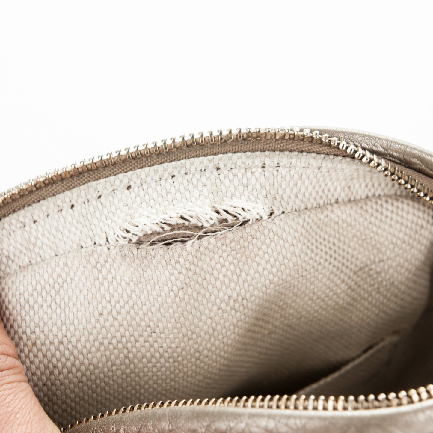 Metallic Pebbled Calfskin Mini Soho Chain Bag Golden Beige