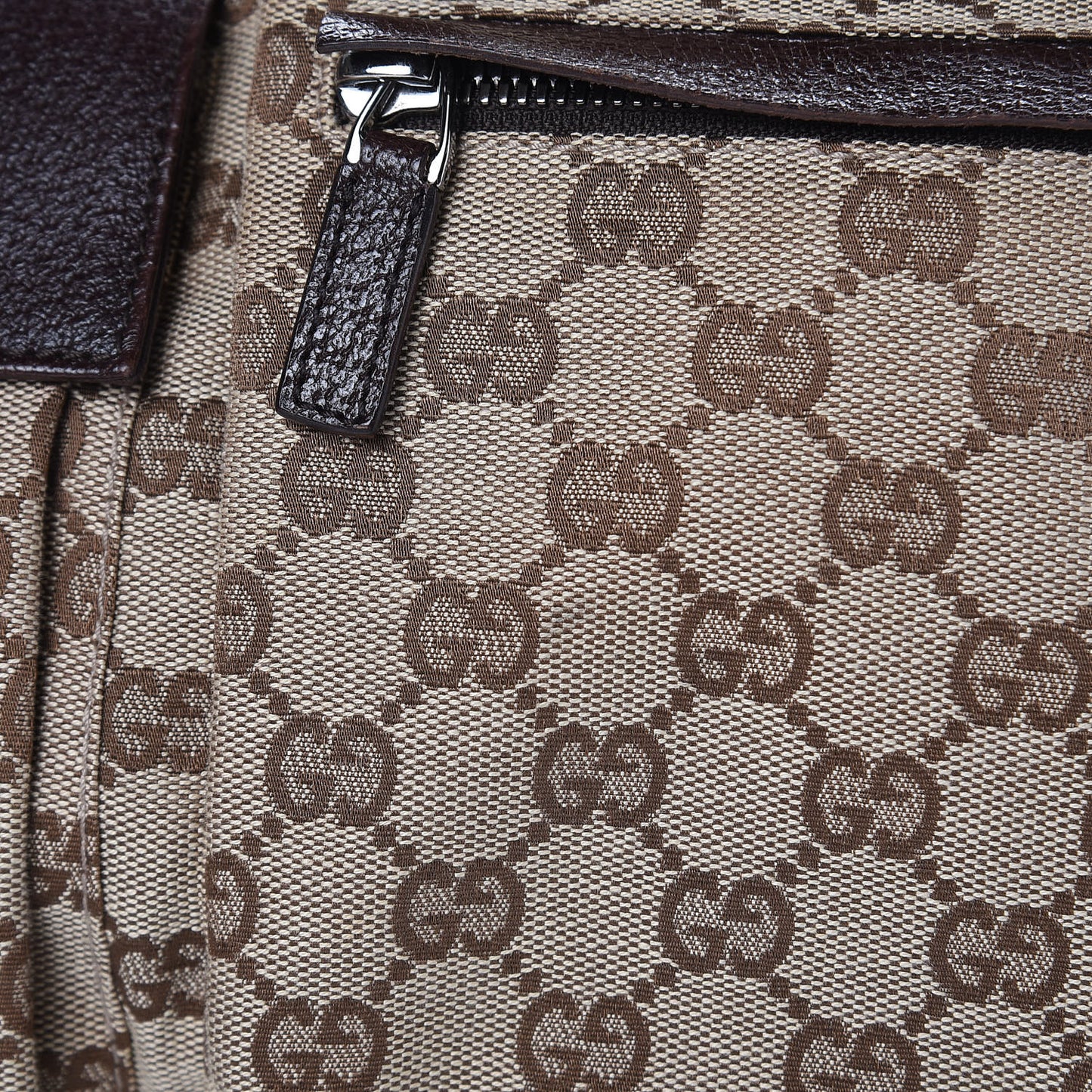 GG Monogram Double Pocket Belt Bag Dark Brown