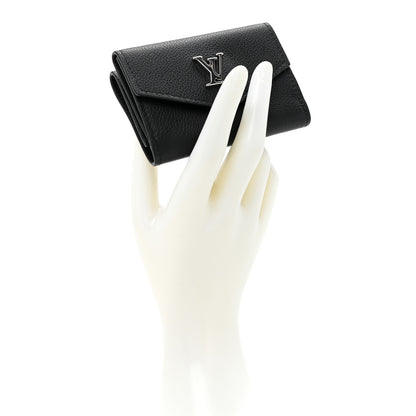 Louis Vuitton Soft Calfskin Lockmini Wallet Black 2 of 8