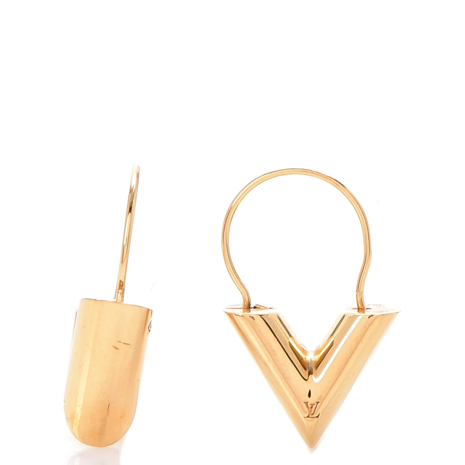 Louis Vuitton Brass Essential V Hoop Earrings Gold 3 of 6