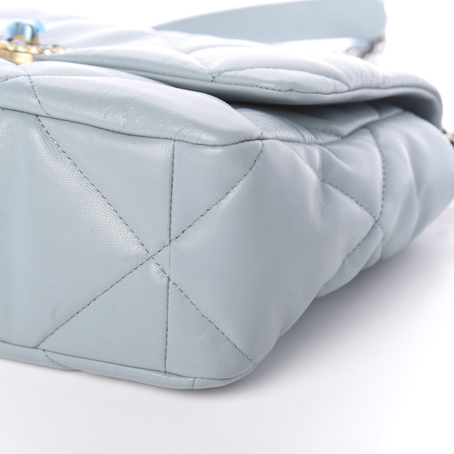 Goatskin Quilted Large 19 Flap Blue
