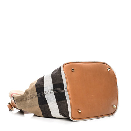 Burberry Canvas Mega Check Medium Ashby Hobo Saddle Brown 4 of 7
