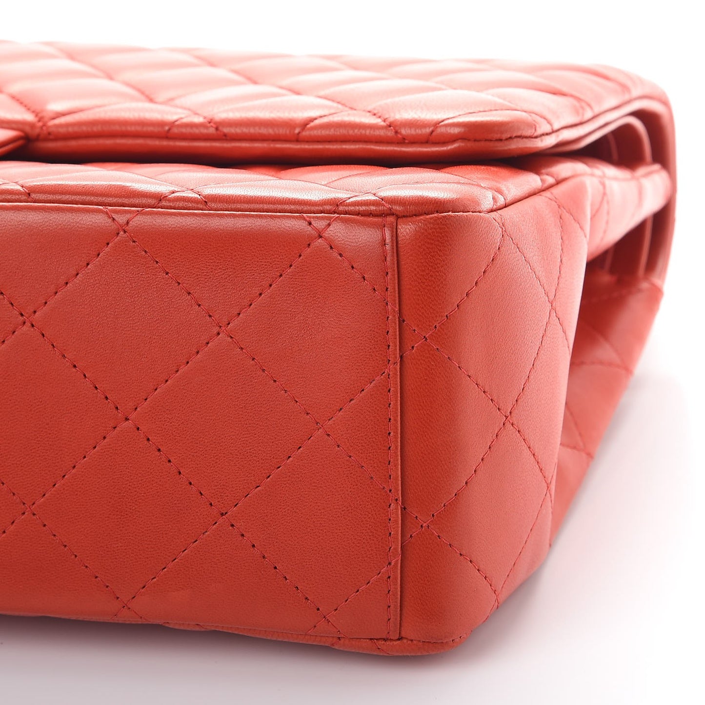 Lambskin Quilted Maxi Double Flap Red