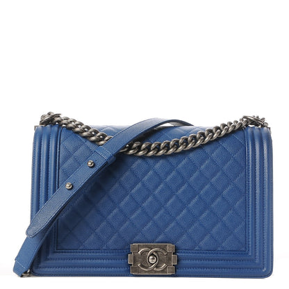 Chanel Caviar Quilted New Medium Boy Flap Dark Blue 1 of 8