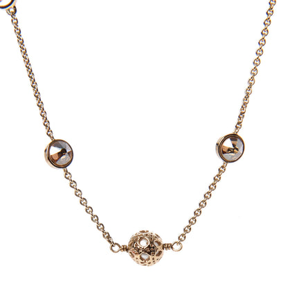 Christian Dior Metal Crystal Pearl Cannage Mise En Dior Tribal Necklace Gold 3 of 4