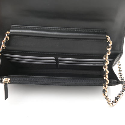 Chanel Caviar Camellia Embossed Wallet On Chain WOC Black 5 of 13