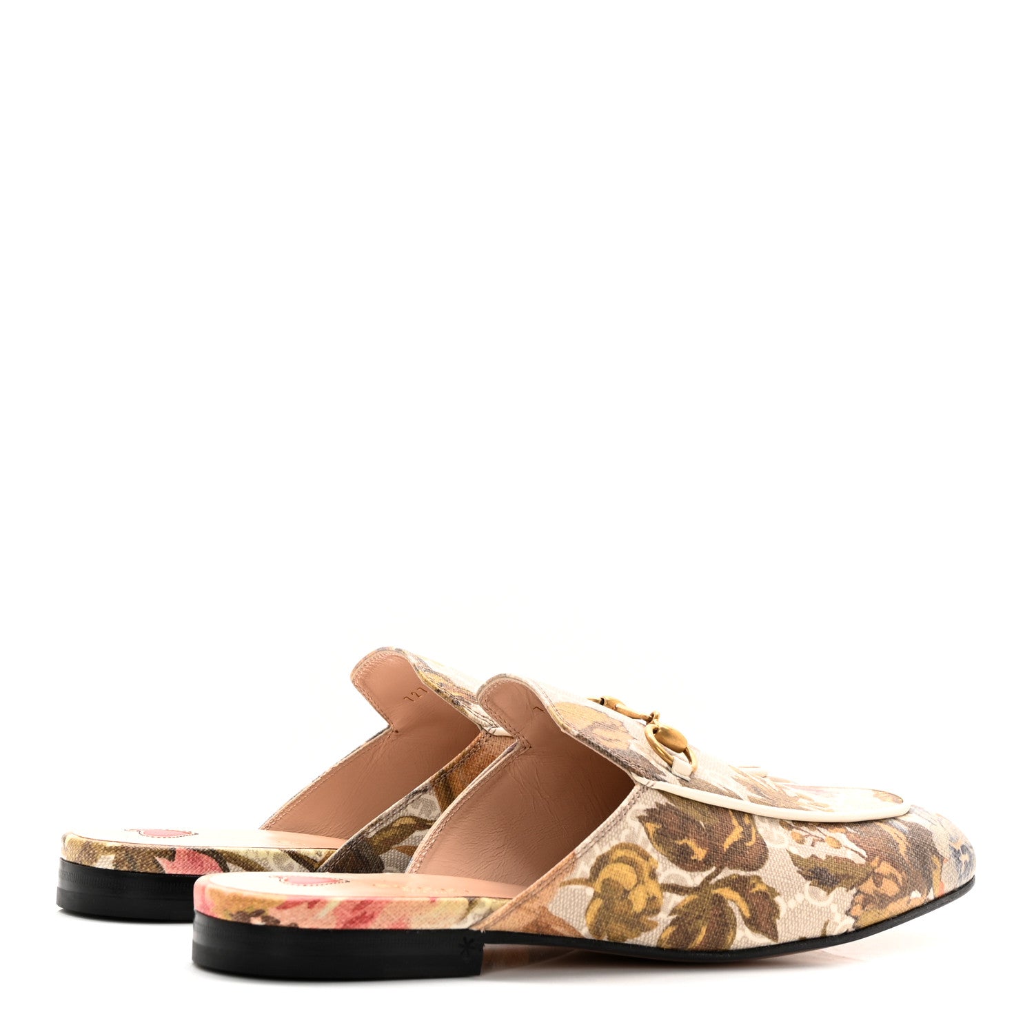 Gucci GG Supreme Monogram Malaga Kid Water Flora Womens Princetown Slippers 39 Beige White Multicolor Mystic White 4 of 12