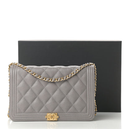 Chanel Caviar Quilted Boy Wallet On Chain WOC Grey 13 of 13
